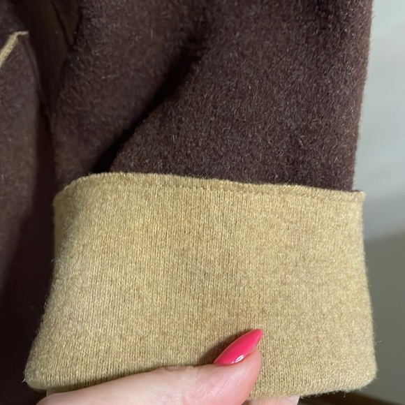 VINTAGE Lauren Ralph Lauren brown wool hooded coat horn toggle closures size MP - Picture 5 of 16